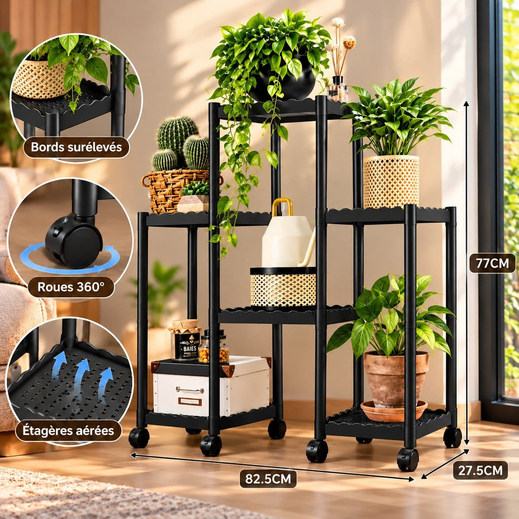 Étagère de Rangement Multiusage à Roulettes
